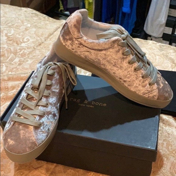 Rag and Bone RB1 Low Velvet Sneakers Grey - Picture 5 of 6
